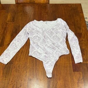 Pink by Victorias Secret Purple Snakeskin Pattern Long Sleeve Bodysuit